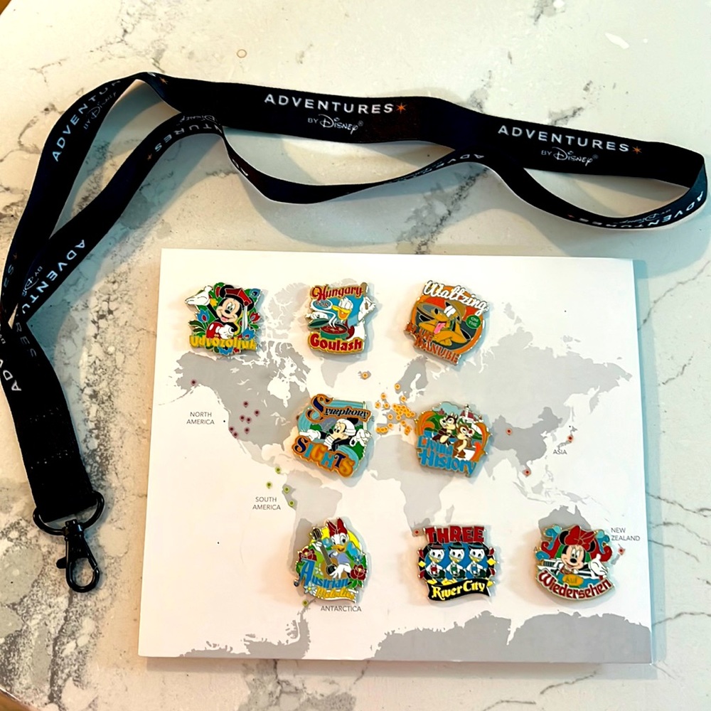 Adventures by Disney - Lanyard and pin set from 2023 Danube River Cruise.
